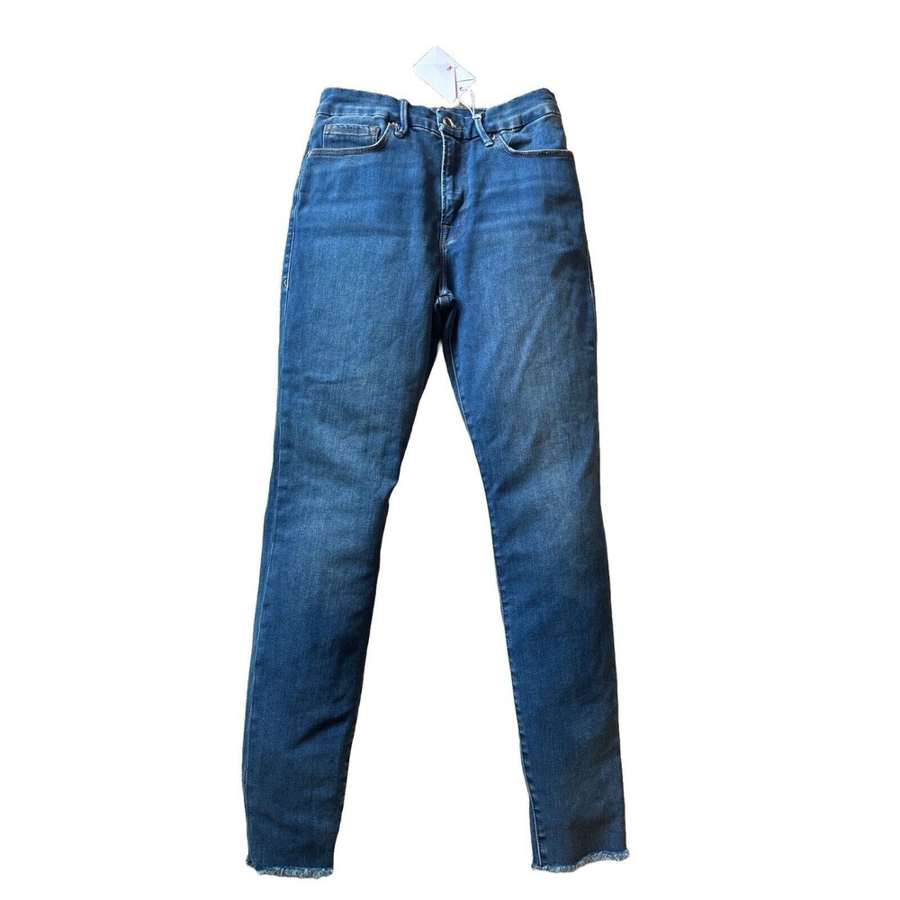 NEW GOOD AMERICAN Womens 6/28 6 28 Good Legs Frayed Hem Skinny Jeans GLF367OP